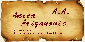 Anica Arizanović vizit kartica